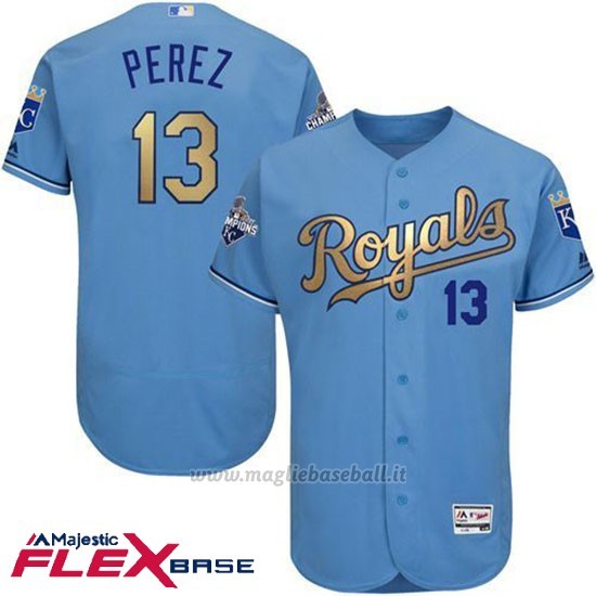 Maglia Baseball Uomo Kansas City Royals Salvador Perez Campione Flex Base